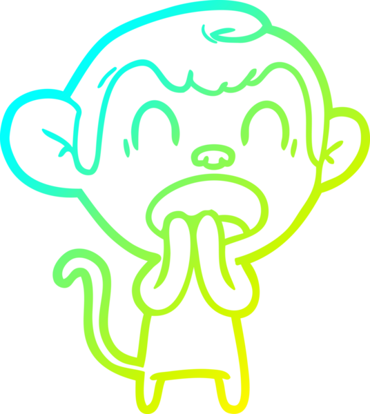 Bir insan tarafından çizilmiş esneyen çizgi film maymunu çizimi.