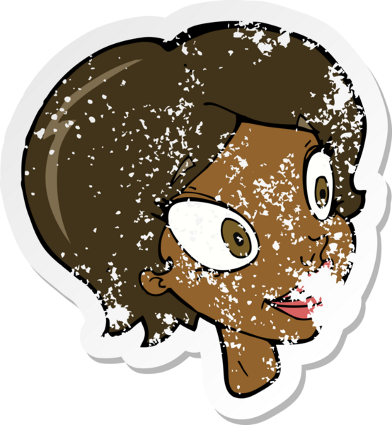 Bir insan tarafından çizilmiş bir karikatürün gerilimli retro yapıştırması.