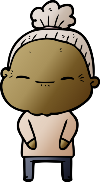 Bir insan tarafından çizilmiş barışçıl yaşlı bir kadın.