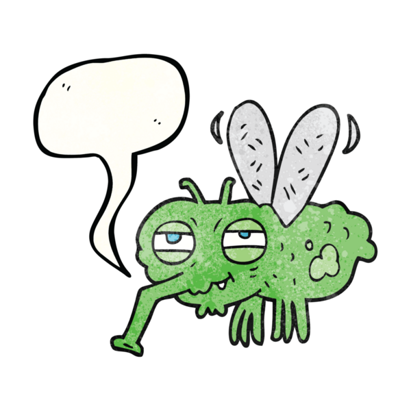 Bir insan tarafından çizilmiş serbest konuşma balonu desenli karikatür sineği