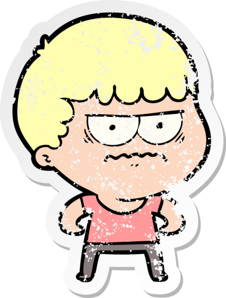 Bir insan tarafından çizilmiş sıkıntılı bir karikatür çıkartması.