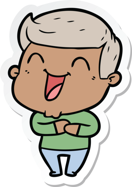 Bir insan tarafından çizilmiş bir karikatür adamın çıkartması.