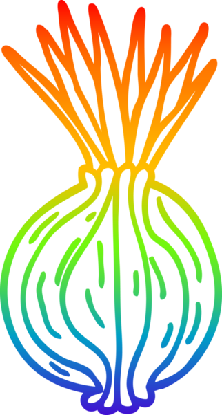 Bir insan tarafından çizilmiş soğan filizlenen bir çizgi filmin çizimi.