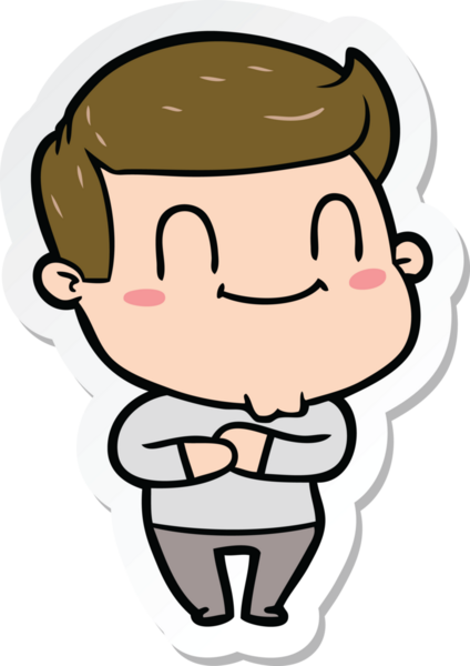 Bir insan tarafından çizilmiş mutlu bir adamın çıkartması.