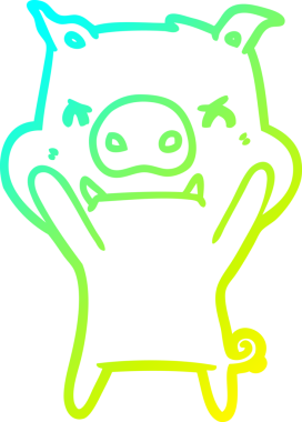 Bir insan tarafından çizilmiş kızgın çizgi film domuzu çizimi.