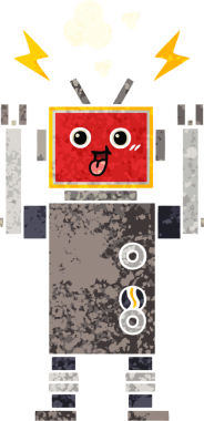 Bir insan tarafından çizilmiş bir robotun retro çizim tarzı karikatürü