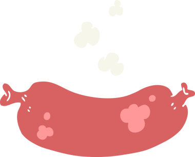 Bir insan tarafından çizilen sıcak sosisin düz renk çizimi