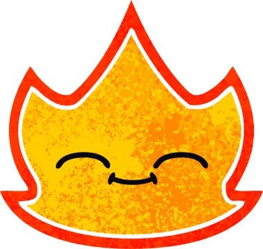 Bir insanın çizdiği ateşin retro illüstrasyon tarzı karikatürü