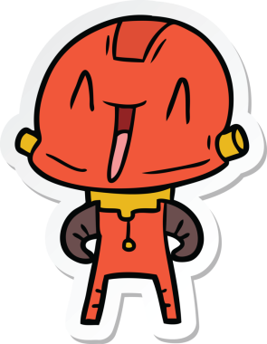 Bir insan tarafından çizilmiş robot karikatür çıkartması.