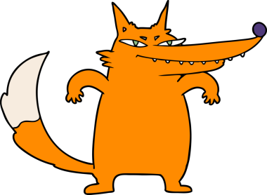 Şişko tilki çizgi film karakteri bir insan tarafından çizilmiş.