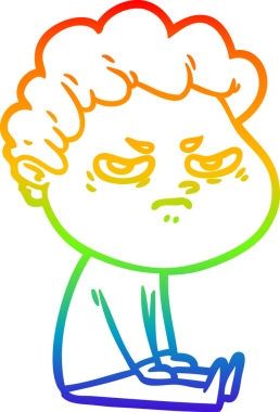 Bir insan tarafından çizilmiş kızgın bir adamın çizdiği gökkuşağı gradyanı çizimi