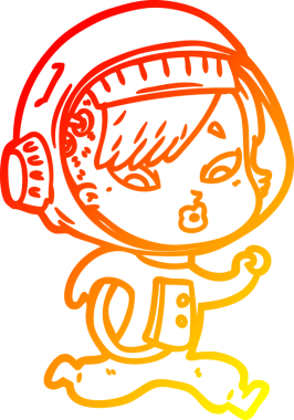 Bir insan tarafından çizilmiş bir astronot kadın çizgi çizimi.