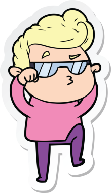 Bir insan tarafından çizilmiş havalı bir adamın çıkartması.