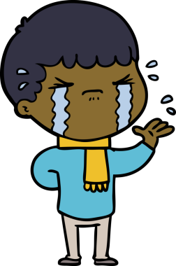 Bir insan tarafından çizilmiş ağlayan çizgi film adamı.