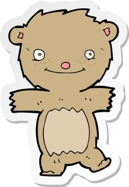 Bir insan tarafından çizilmiş oyuncak ayının çıkartması.