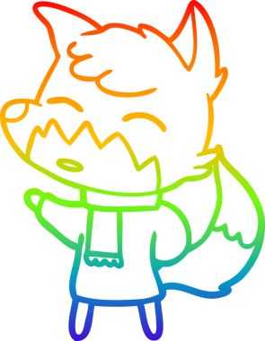 gökkuşağı gradyanı çizimi bir insan tarafından çizilmiş tilki çizgi filmi