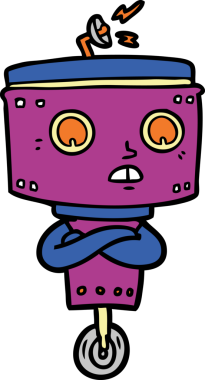 Bir insan tarafından çizilmiş çapraz kollu çizgi robot.