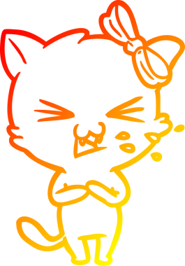 Bir insan tarafından çizilmiş çizgi film kedisinin sıcak çizgi çizimi