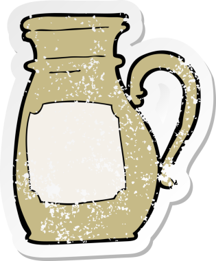 Bir insan tarafından çizilmiş karikatür sürahisinin gerilimli yapıştırması.