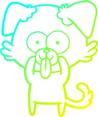 Bir insan tarafından çizilmiş dilli çizgi film köpeği çizimi.