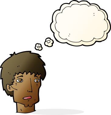 Bir insan tarafından çizilmiş düşünce balonlu endişeli bir adam.