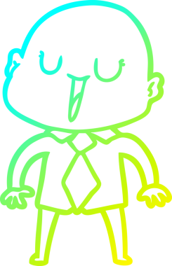 Bir insan tarafından çizilmiş, mutlu, kel bir adamın çizdiği soğuk çizgi.