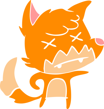 Bir insan tarafından çizilmiş düz renk çizgi film ölü tilki