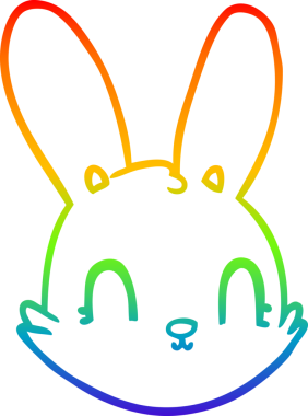 Gökkuşağı gradyan çizgi çizimi bir insan tarafından çizilmiş tavşan yüzü