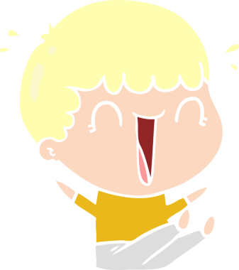 Bir insan tarafından çizilmiş düz renkli karikatür adam.