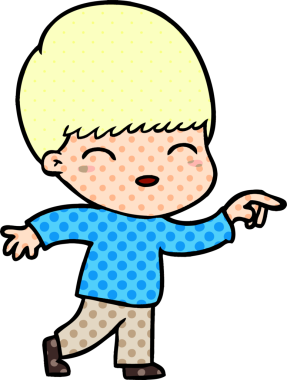 Bir insan tarafından çizilmiş mutlu çizgi film çocuğu.