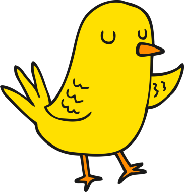 Bir insan tarafından çizilmiş çizgi film kuşu.