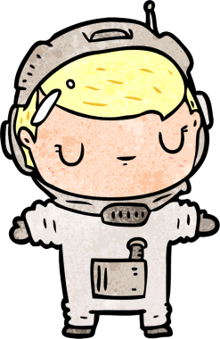 Bir insan tarafından çizilmiş sevimli astronot çizgi filmi.