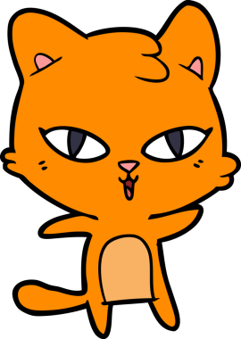 Bir insan tarafından çizilmiş çizgi film kedisi.