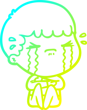 Bir insan tarafından çizilmiş ağlayan bir çizgi film karakteri çizimi.