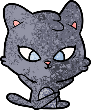 Bir insan tarafından çizilmiş sevimli çizgi film kedisi.