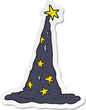 Bir insan tarafından çizilmiş bir çizgi film sihirbazı şapkasının çıkartması.