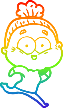 Gökkuşağı gradyan çizgi çizimi Bir insan tarafından çizilmiş mutlu yaşlı kadın