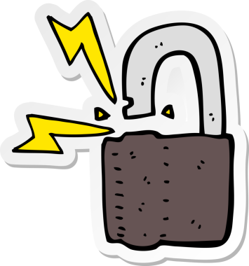 Bir insan tarafından çizilmiş asma kilit sembolünün çıkartması.