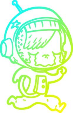 Bir insan tarafından çizilmiş ağlayan astronot bir kızın soğuk gradyan çizimi.