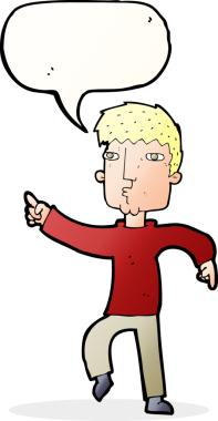 Bir insan tarafından çizilmiş konuşma balonlu çizgi film dansçısı.