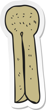 Bir insan tarafından çizilmiş eski ahşap bir karikatür çıkartması.