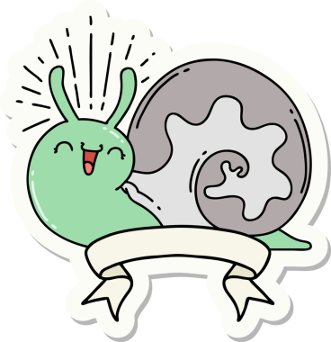 Bir insan tarafından çizilmiş mutlu salyangoz dövmesi stili.