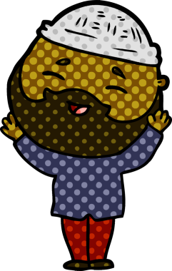 Bir insan tarafından çizilmiş mutlu sakallı bir adam.