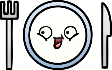 Bir insan tarafından çizilmiş yemek tabağının gölgeli çizgi filmi.