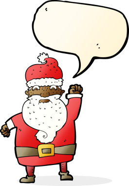 Bir insan tarafından çizilmiş karikatür kızgın Noel Baba.
