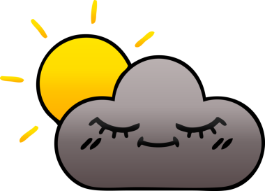 Bir fırtına bulutu ve bir insan tarafından çizilen güneşin gölgeli karikatürü