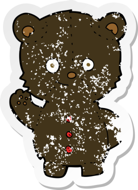 Bir insan tarafından çizilmiş siyah ayı yavrusunun gerilemiş çıkartması.