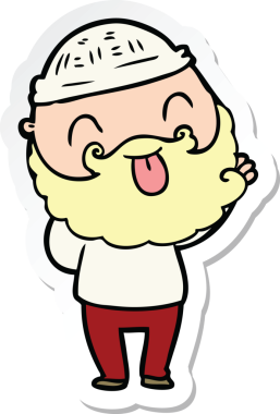 Bir insan tarafından çizilmiş sakallı bir adamın çıkartması.