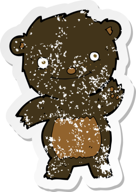 Bir insan tarafından çizilmiş siyah ayı yavrusu sallayan bir çizgi filmin gerilimli yapıştırması.