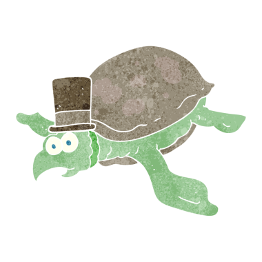 Bir insan tarafından çizilmiş serbest dönüş çizgi film kaplumbağası.